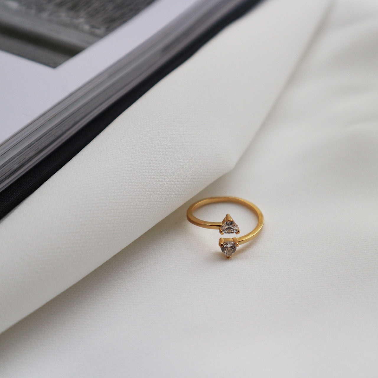 S925 Sterling Silver Geometric Triangle Zircon Ring for Women Minimalist Gold Plated Fashion Ring