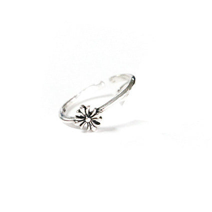 S925 Sterling Silver Vintage Cross Ring with Antiqued Finish Adjustable Open Band