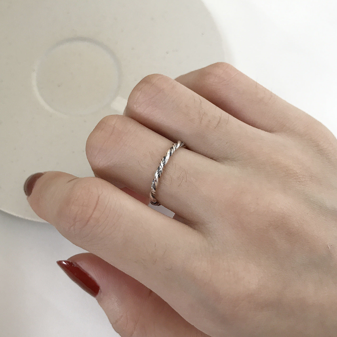 Anello aperto regolabile in argento sterling S925 con design a onda, anello vintage retrò alla moda per donne