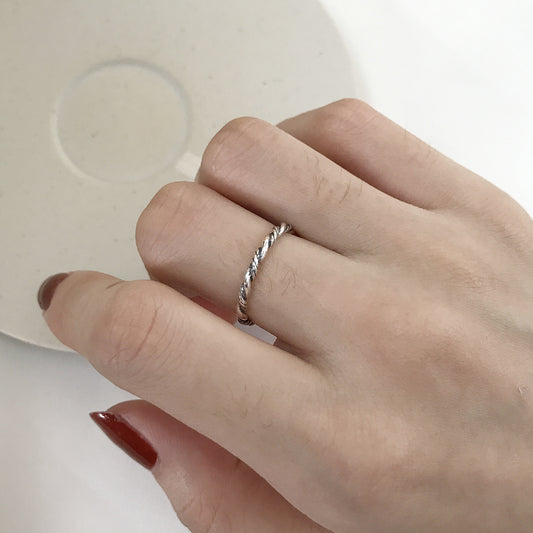 Anello aperto regolabile in argento sterling S925 con design a onda, anello vintage retrò alla moda per donne