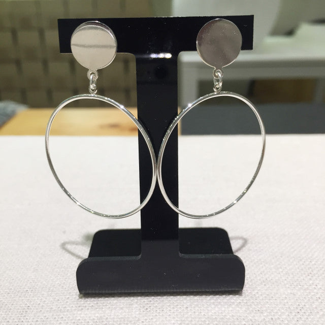 Minimalist 925 Sterling Silver Plated Geometric Round Hoop Earrings