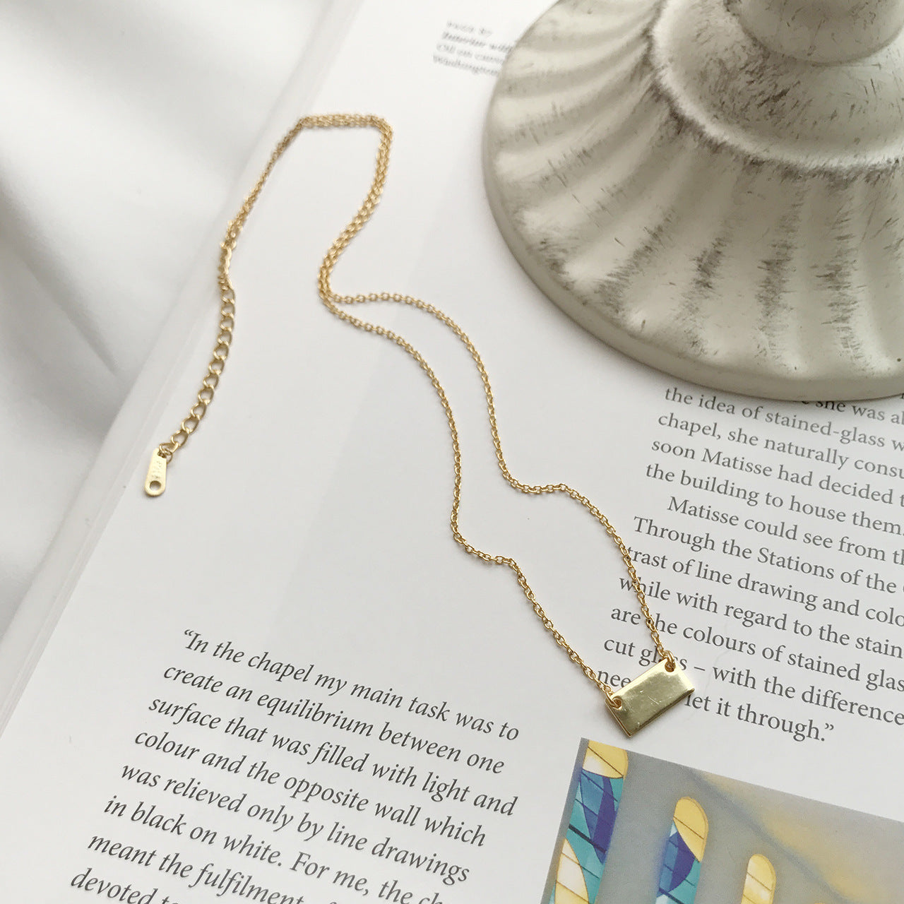 Minimalist 925 Sterling Silver 18K Gold Plated Square Geometric Pendant Necklace for Women