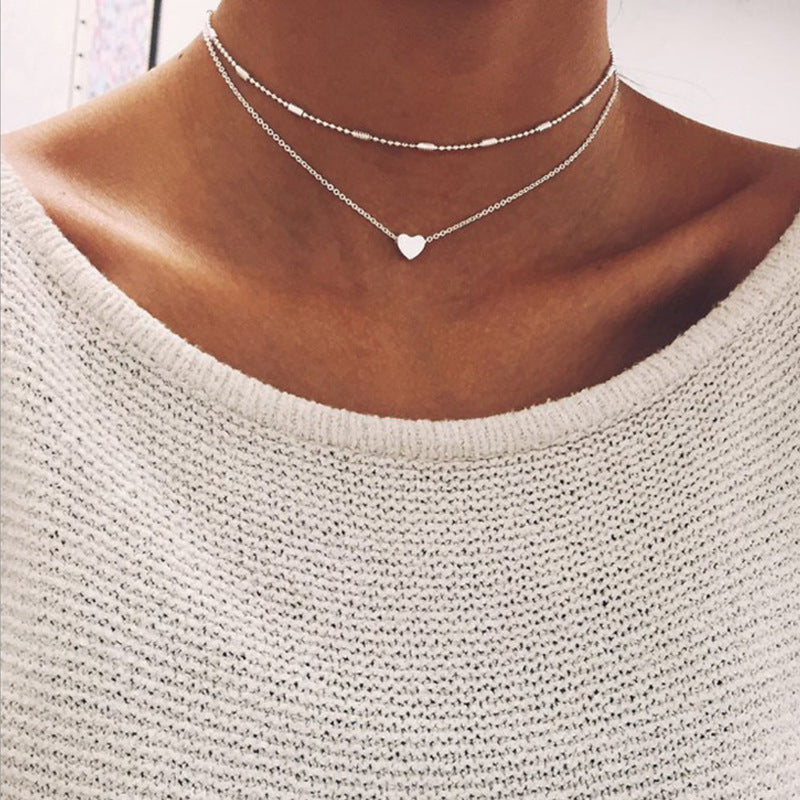 Alloy Heart Geometric Necklace Minimalist Fashion Pendant Necklace