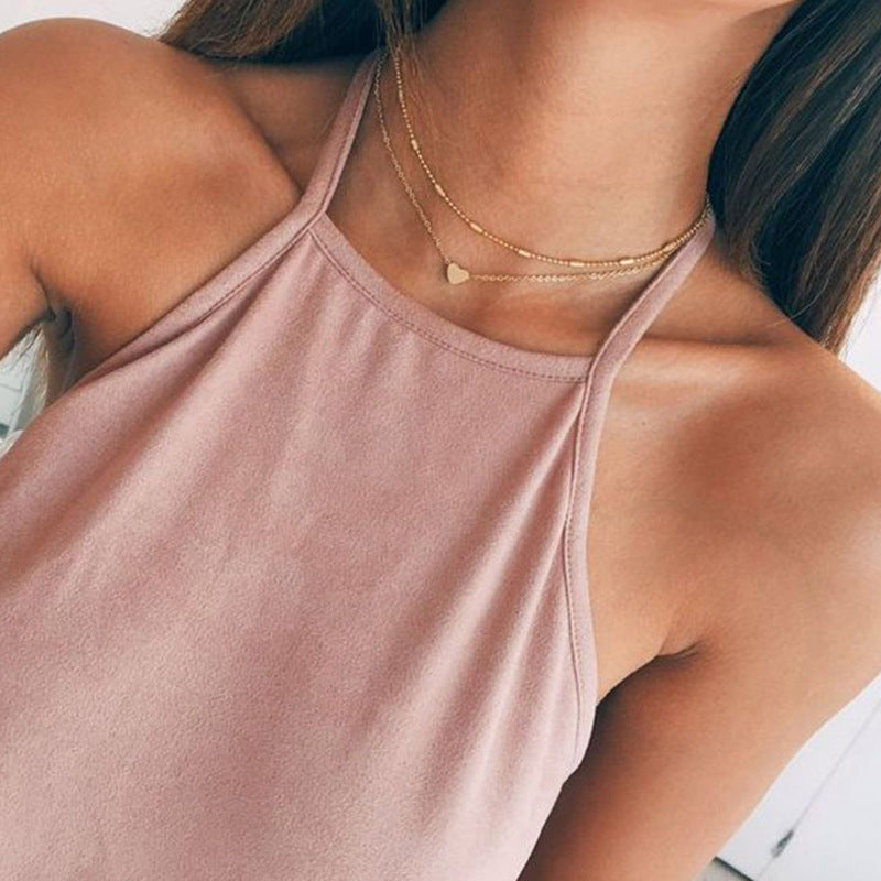 Alloy Heart Geometric Necklace Minimalist Fashion Pendant Necklace