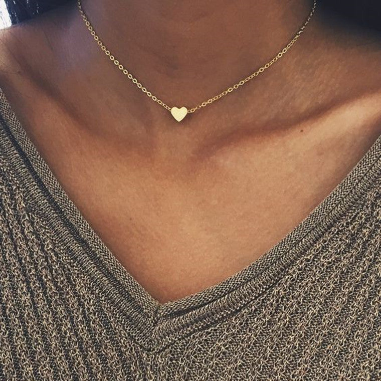 Minimalist Geometric Heart Alloy Plated Necklace