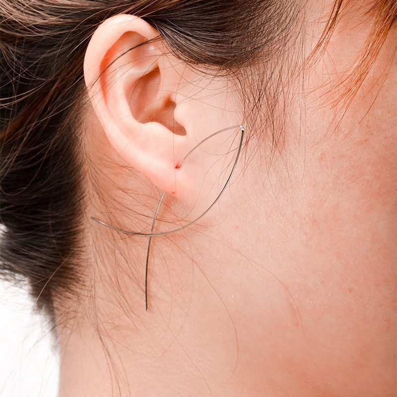 Modern Geometric Abstract Art Fishwire Drop Earrings for Women Minimalist Fashion Jewelry