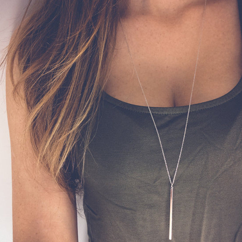 Minimalist Teardrop Pendant Necklace for Women Cross Chain Alloy Long Lariat Necklace Fashion Jewelry