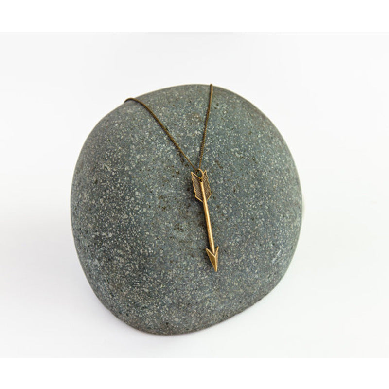 Vintage Arrow Pendant Necklace for Women Geometric Cross Chain Alloy Sweater Chain
