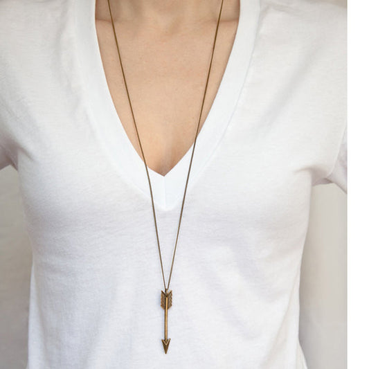 Collana con Pendente Freccia Vintage da Donna, Catena Geometrica a Croce in Lega per Maglione