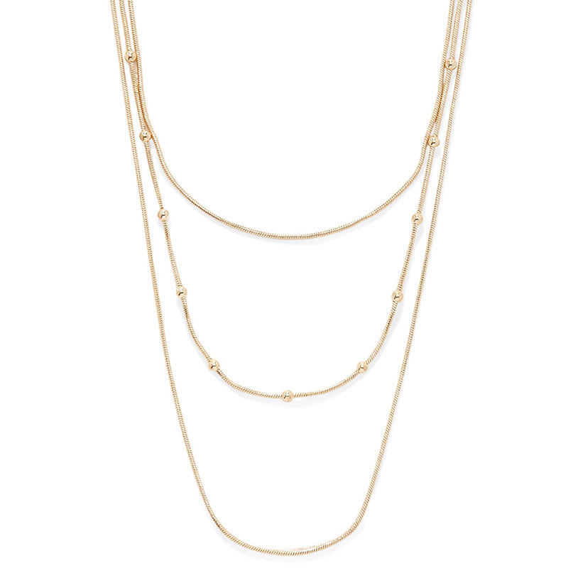 Multi-Layer Sphere Necklace Elegant Layered Sweater Chain
