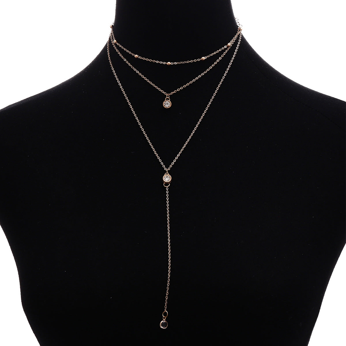 Alloy Moon Pendant Necklace with Rhinestones Snake Chain