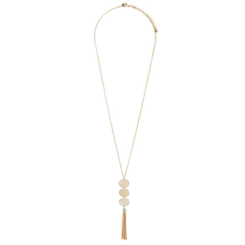 Vintage Geometric Circle Pendant Necklace Alloy Plated