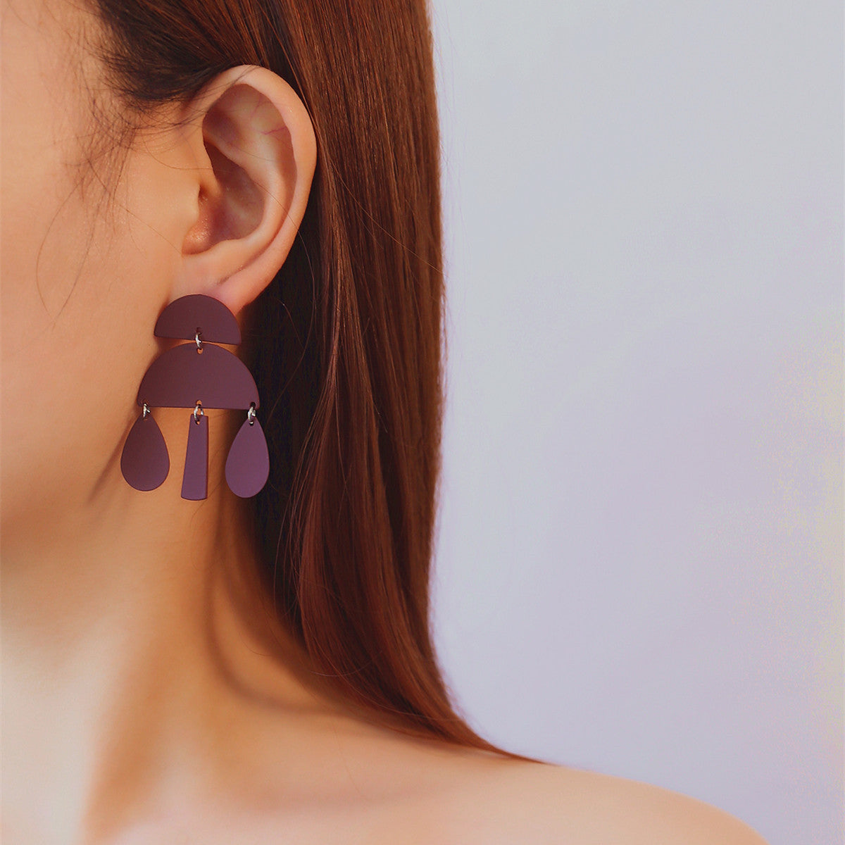 Orecchini a Goccia Geometrica con Nappa da Donna