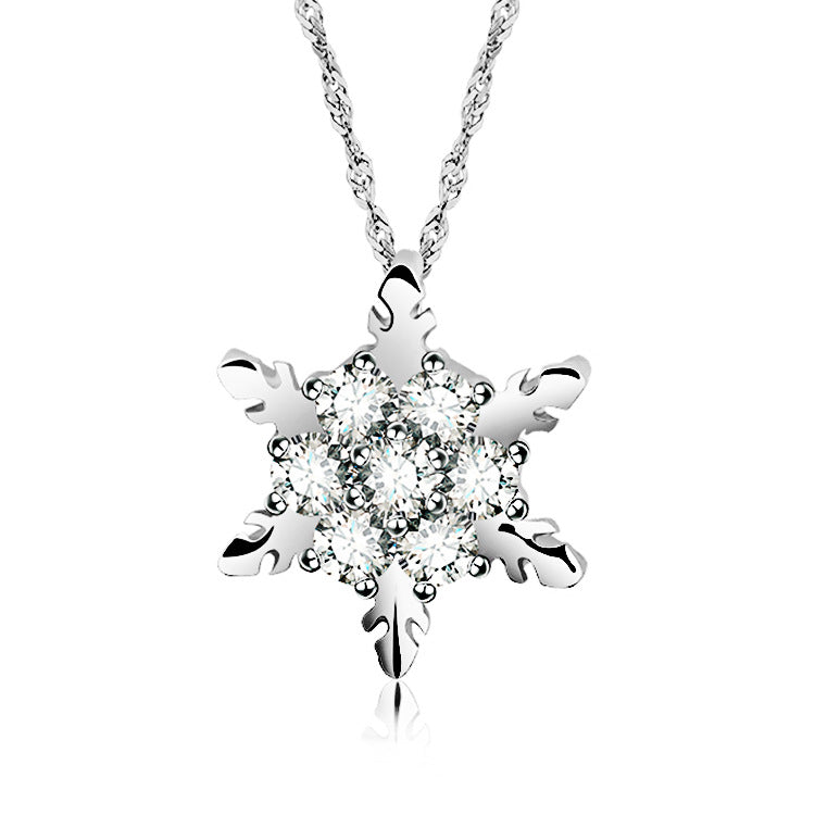 Collana Donna Fiocco di Neve con Strass Catena Sottile in Lega Gioielli Festivi