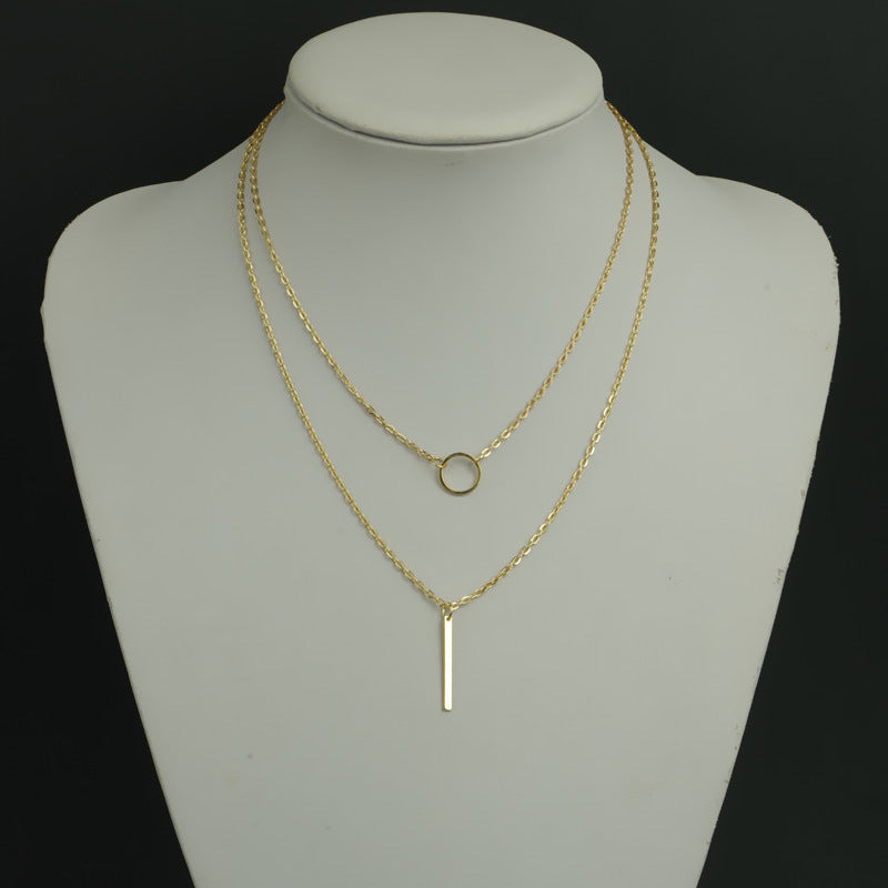 Women's Multi-Layer Metal Circle Bar Tassel Necklace