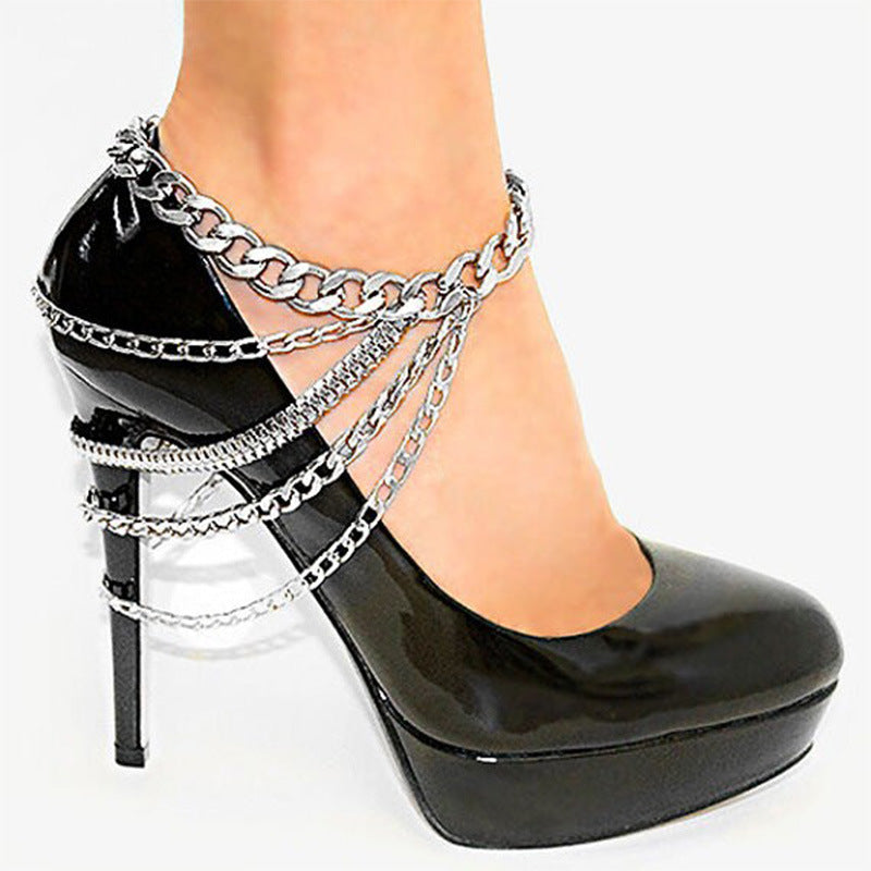 Punk Geometric Anklet Chain for Women