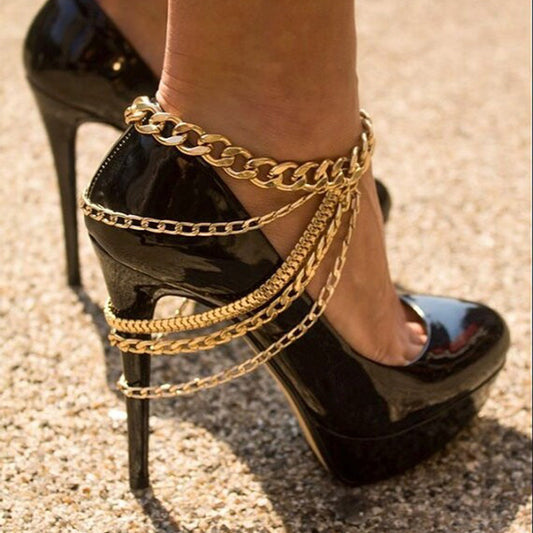 Punk Geometric Anklet Chain for Women