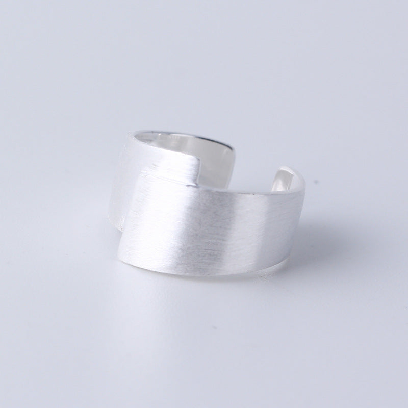 Minimalist 925 Sterling Silver Brushed Geometric Round Open Ring for Women