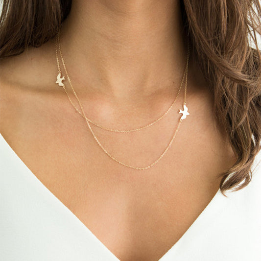 Bird Pendant Necklace for Women Fashion Trendy Alloy Collarbone Chain Minimalist Jewelry