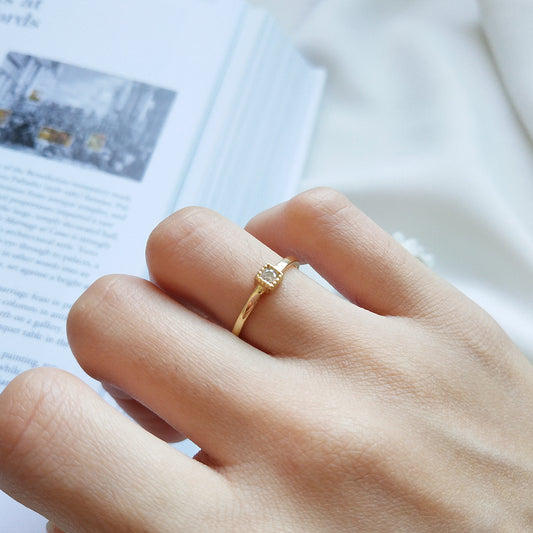 Anillo fino ajustable minimalista geométrico de plata de ley S925