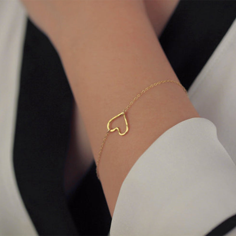 Pulsera de aleación con forma de corazón minimalista para mujer, joyería de moda