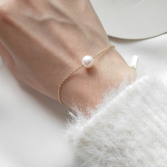 Bracciale Sottile Minimalista in Argento Sterling 925 con Perle d'Acqua Dolce