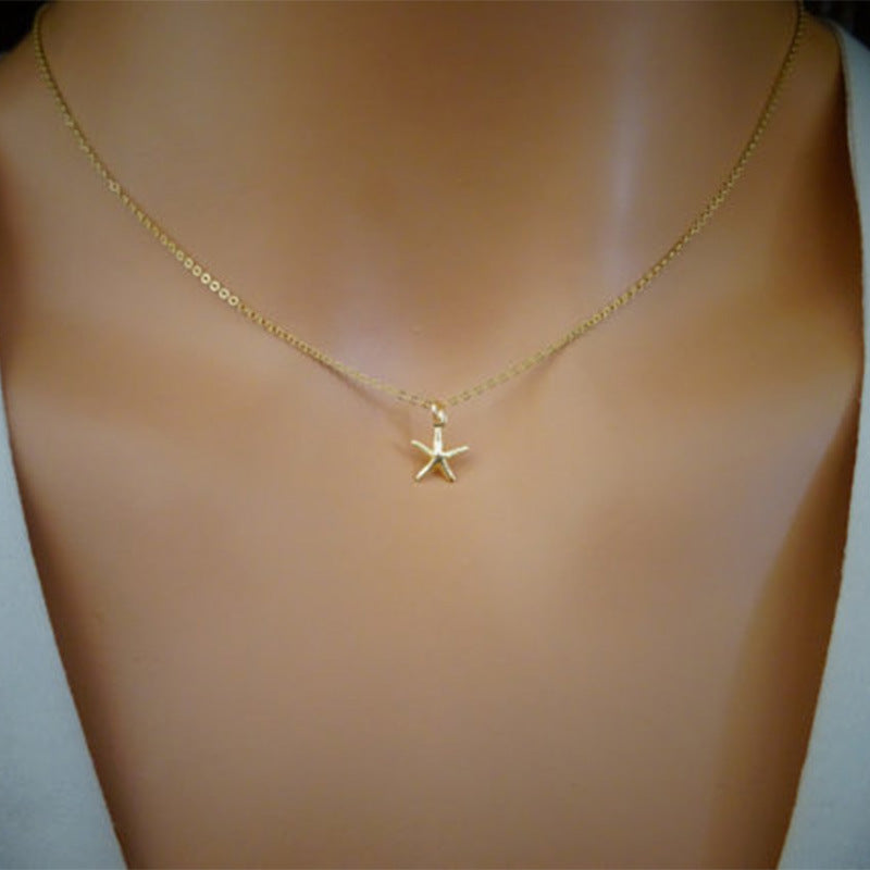 Minimalist Geometric Star Pendant Necklace for Women Alloy Plated Fashion Jewelry