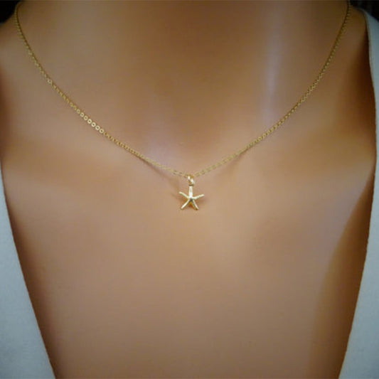 Collana Minimalista con Pendente a Stella Geometrico da Donna, Gioiello alla Moda Placcato in Lega