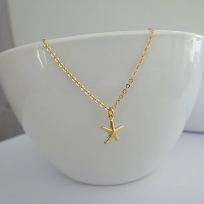 Minimalist Geometric Star Pendant Necklace for Women Alloy Plated Fashion Jewelry