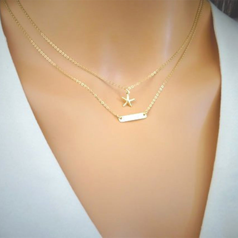 Minimalist Geometric Star Pendant Necklace for Women Alloy Plated Fashion Jewelry