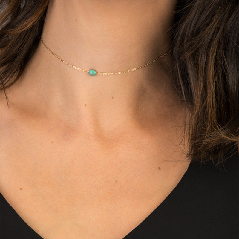 Minimalist Geometric Alloy Necklace with Crystal Pendant for Women Adjustable Length