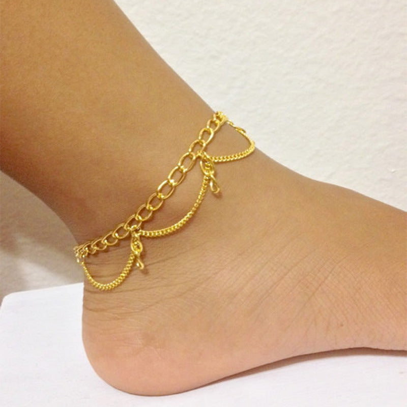 Women's Geometric Western Style Anklet Alloy Foot Chain Minimalist Fashion Accessory