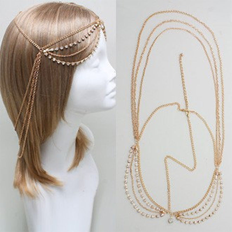 Rhinestone Hair Band Alloy Geometric Tartan Headband for Women Minimalist Western Style Hair Accessory