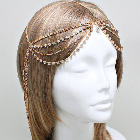 Diadema de diamantes de imitación, banda de pelo de aleación geométrica de tartán para mujer, accesorio para el pelo de estilo occidental minimalista