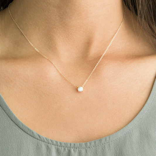 Collana con pendente a goccia in zircone minimalista da donna con catena a croce e lega, gioielli alla moda per clavicola