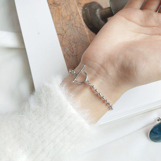 Bracciale S925 in Argento Sterling con Chiusura TO, Design Geometrico, Gioielli da Donna