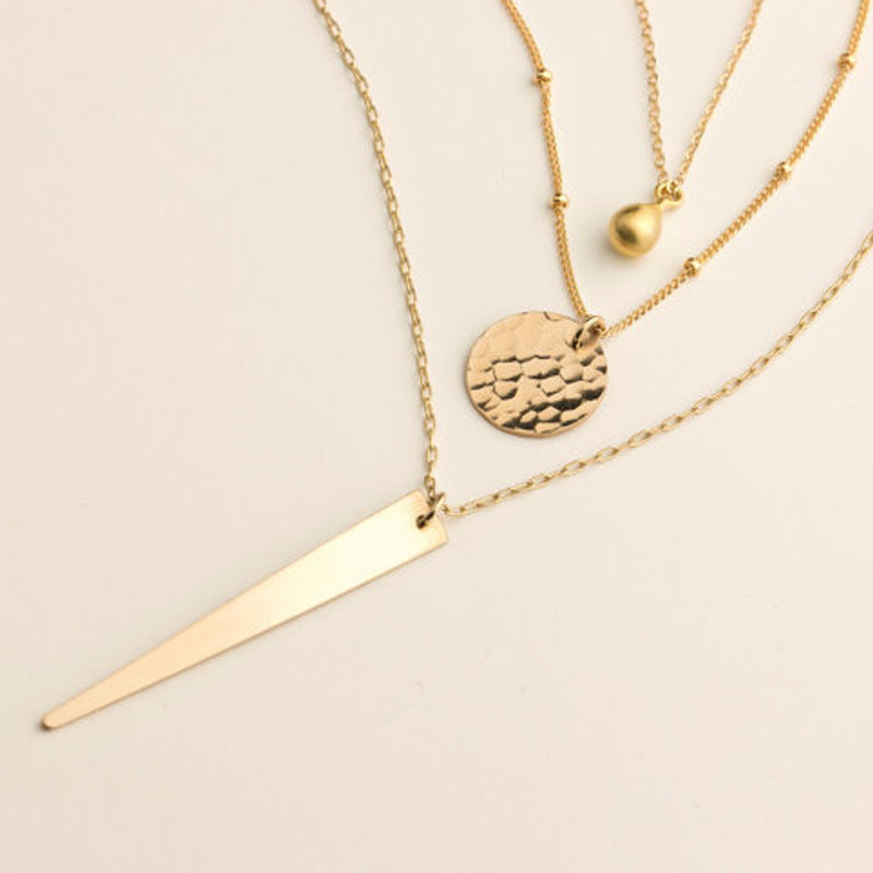 Minimalist Metallic Sequins Irregular Vertical Bar Tassel Multi Layer Necklace for Women