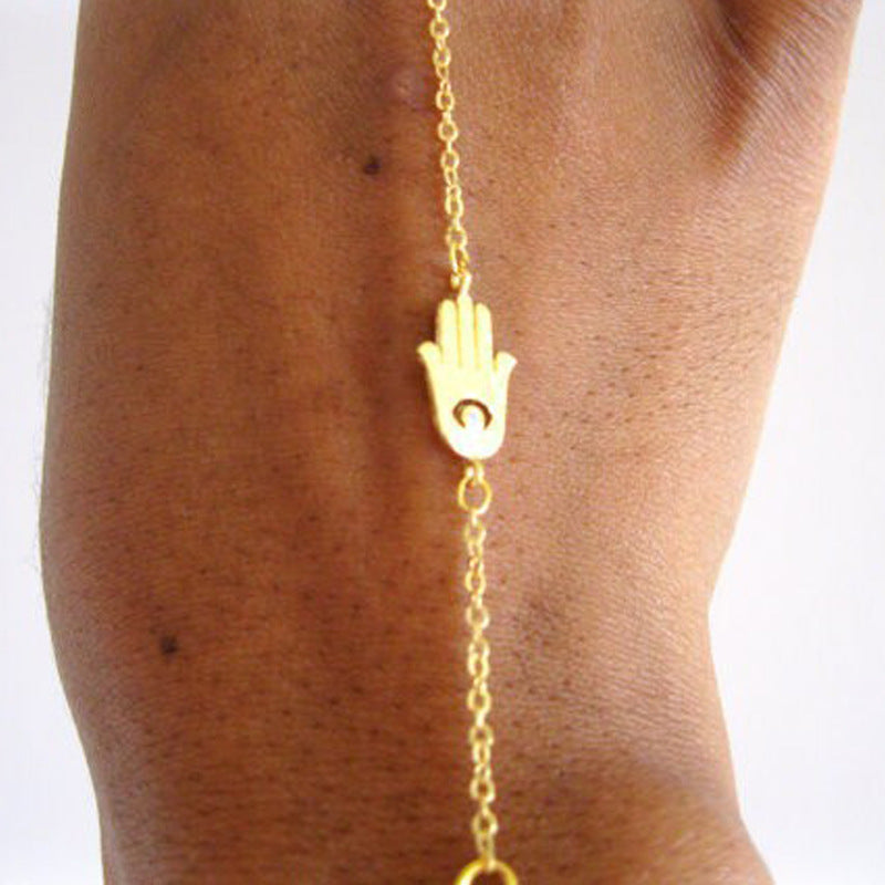 Minimalist Fatima Hand Bracelet for Women Geometric Faith Jewelry Hand Chain Fashion Accessory