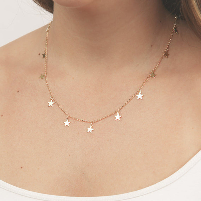 Minimalist Western Style Women's Alloy Plated Long Necklace with Star Pendant