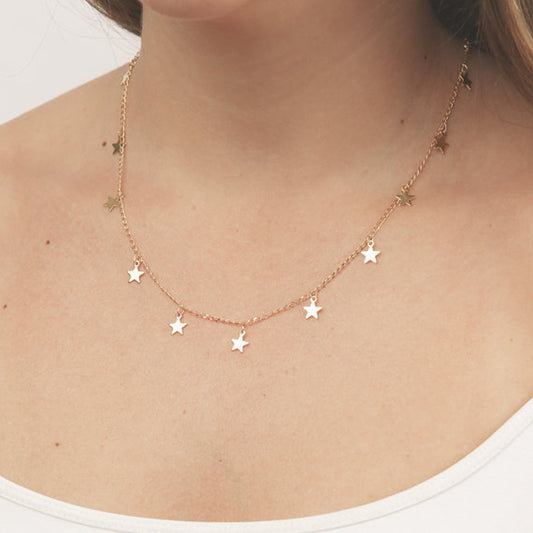 Minimalist Western Style Women's Alloy Plated Long Necklace with Star Pendant