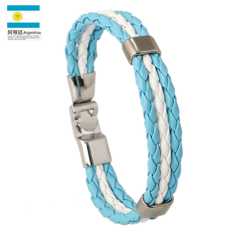 Bracciale Unisex Intrecciato in Pelle con Motivo Geometrico