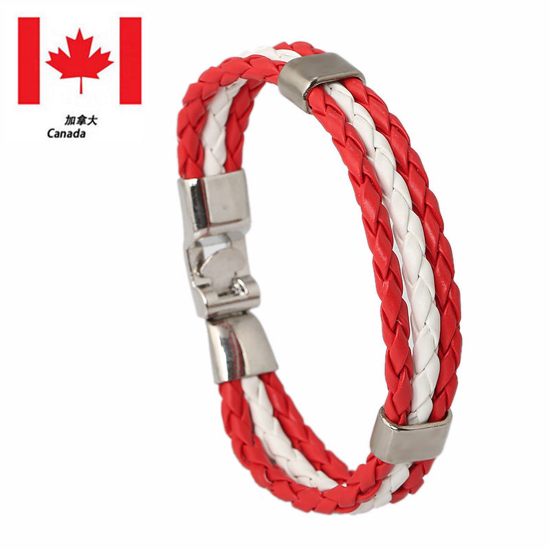 Bracciale Unisex Intrecciato in Pelle con Motivo Geometrico