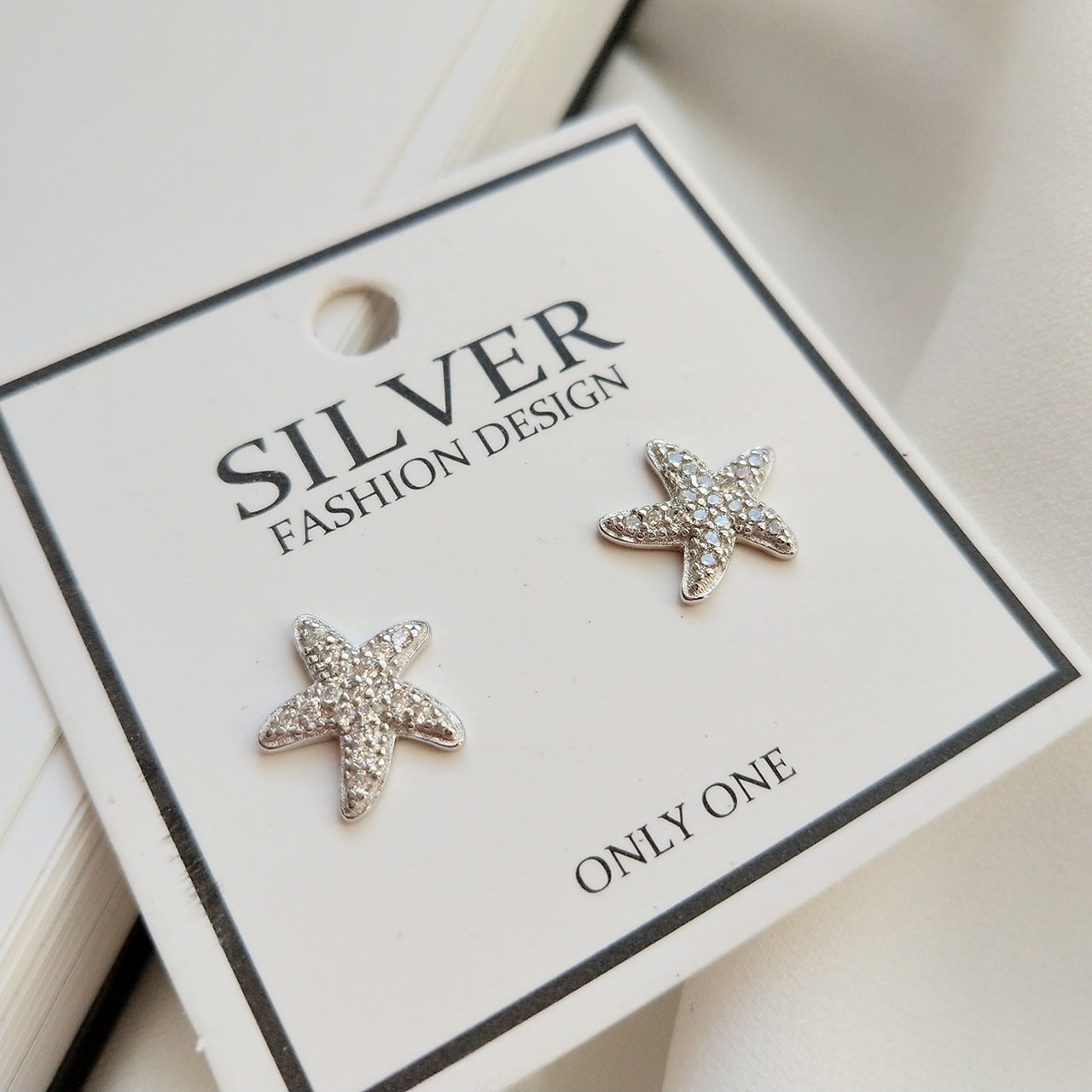 White Gold Plated 925 Sterling Silver Teardrop Starfish Stud Earrings with Inlaid Pearl