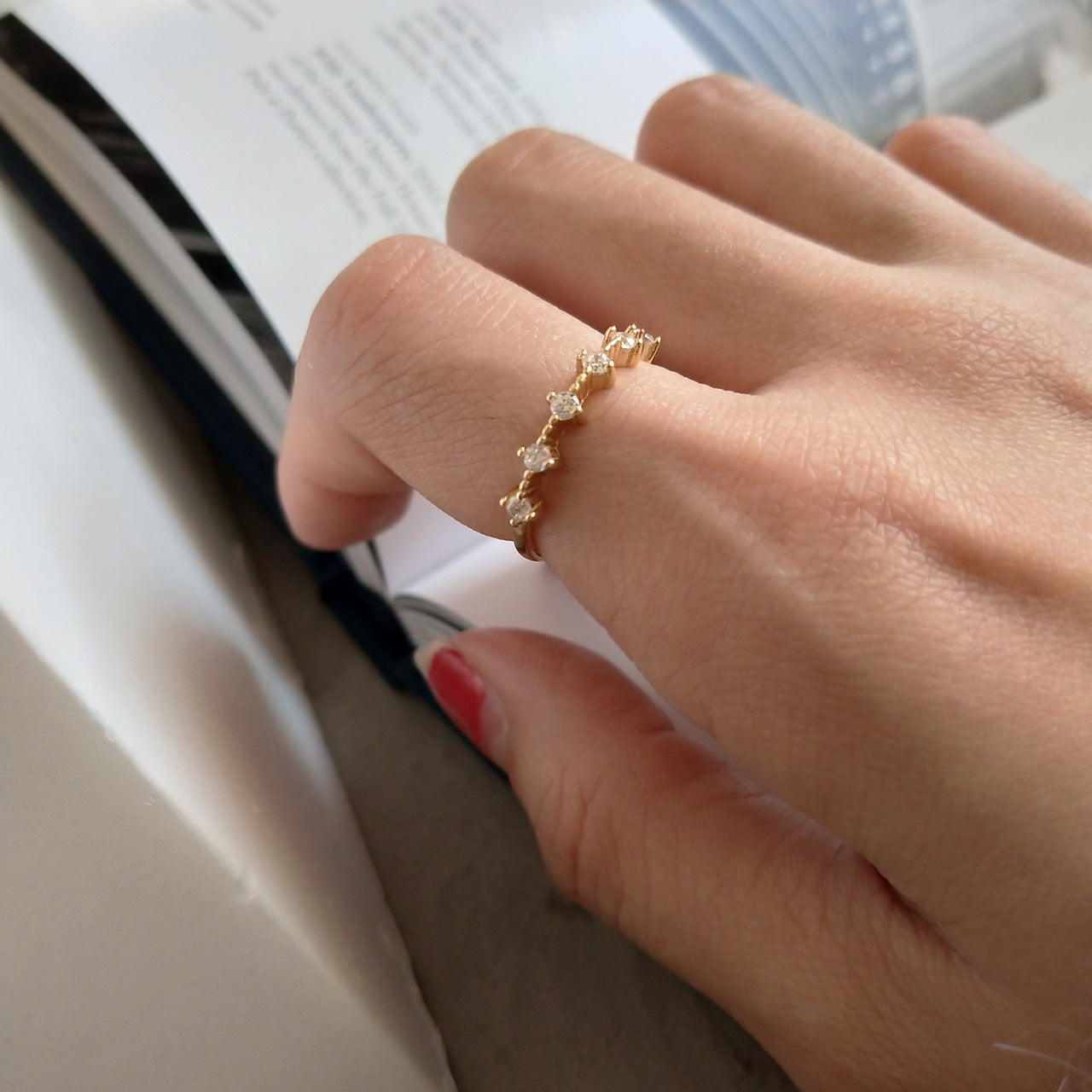 Geometric 925 Sterling Silver Plated Cubic Zirconia Ring