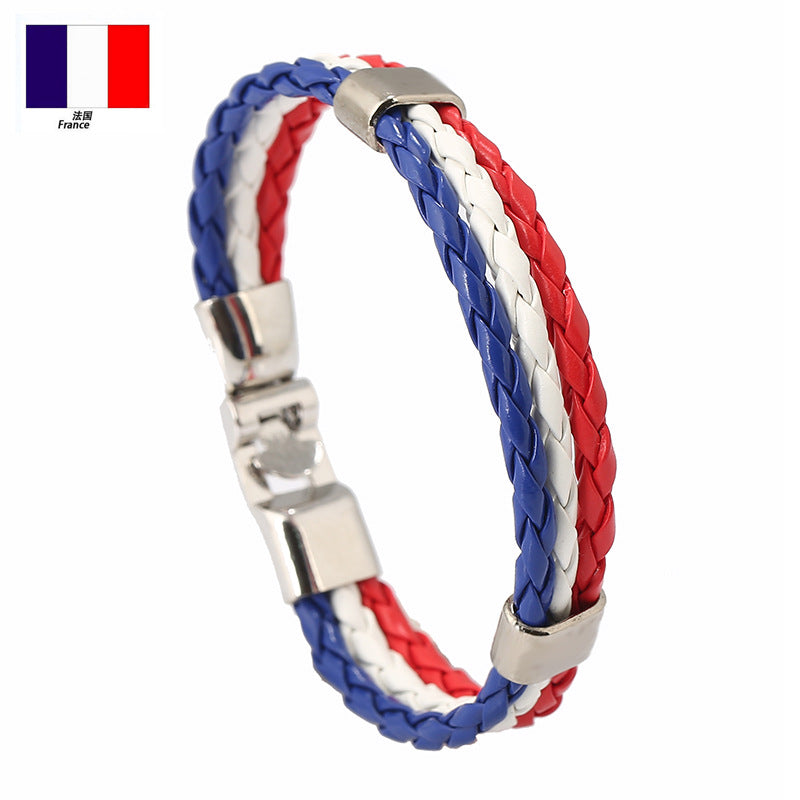 Bracciale Unisex Intrecciato in Pelle con Motivo Geometrico
