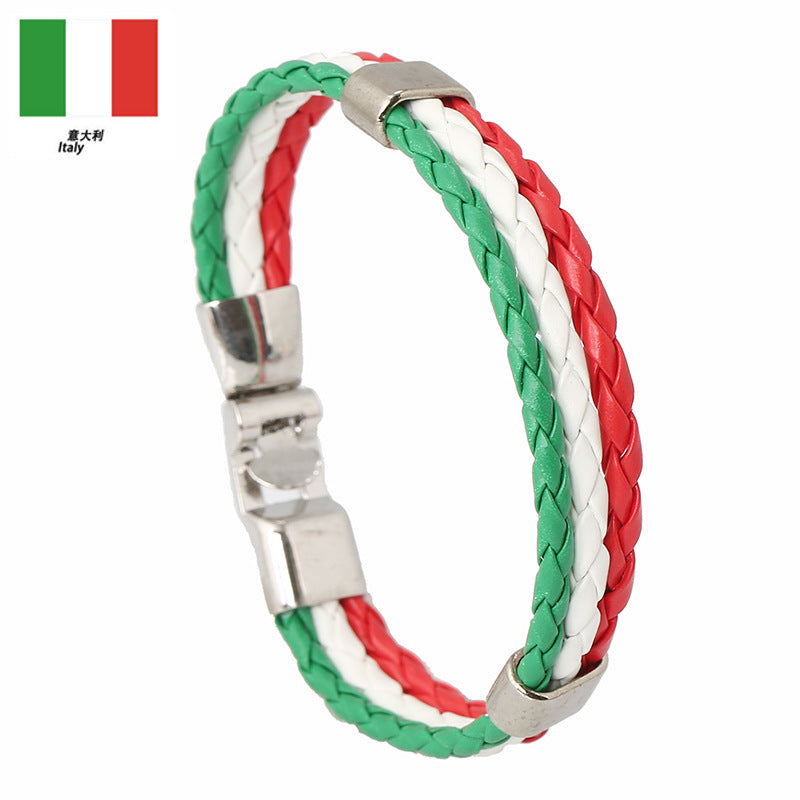 Bracciale Unisex Intrecciato in Pelle con Motivo Geometrico
