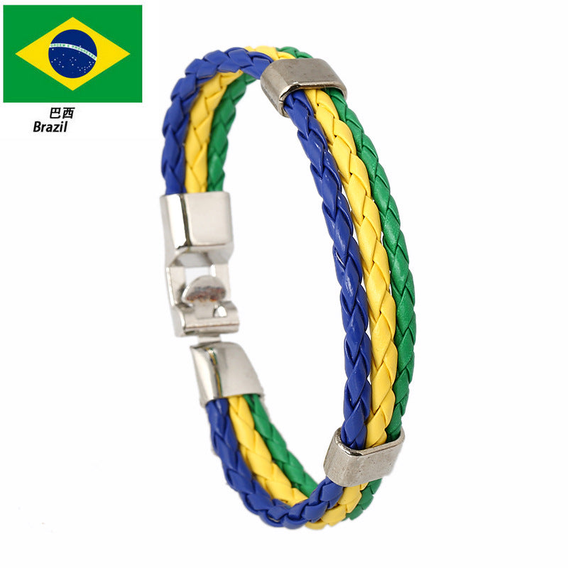 Bracciale Unisex Intrecciato in Pelle con Motivo Geometrico