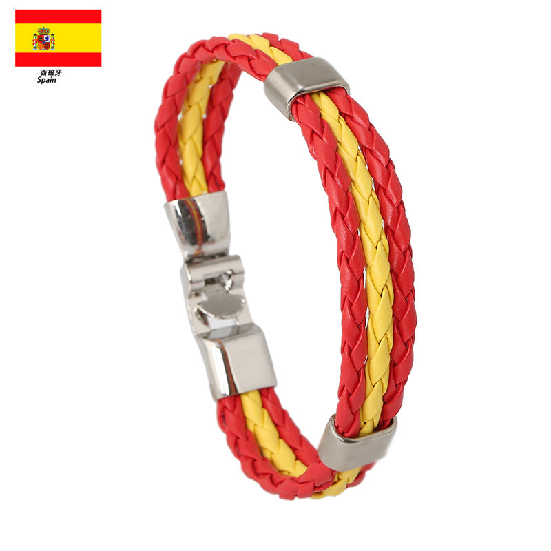 Bracciale Unisex Intrecciato in Pelle con Motivo Geometrico