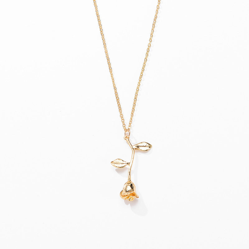 Rose Flower Pendant Necklace Alloy