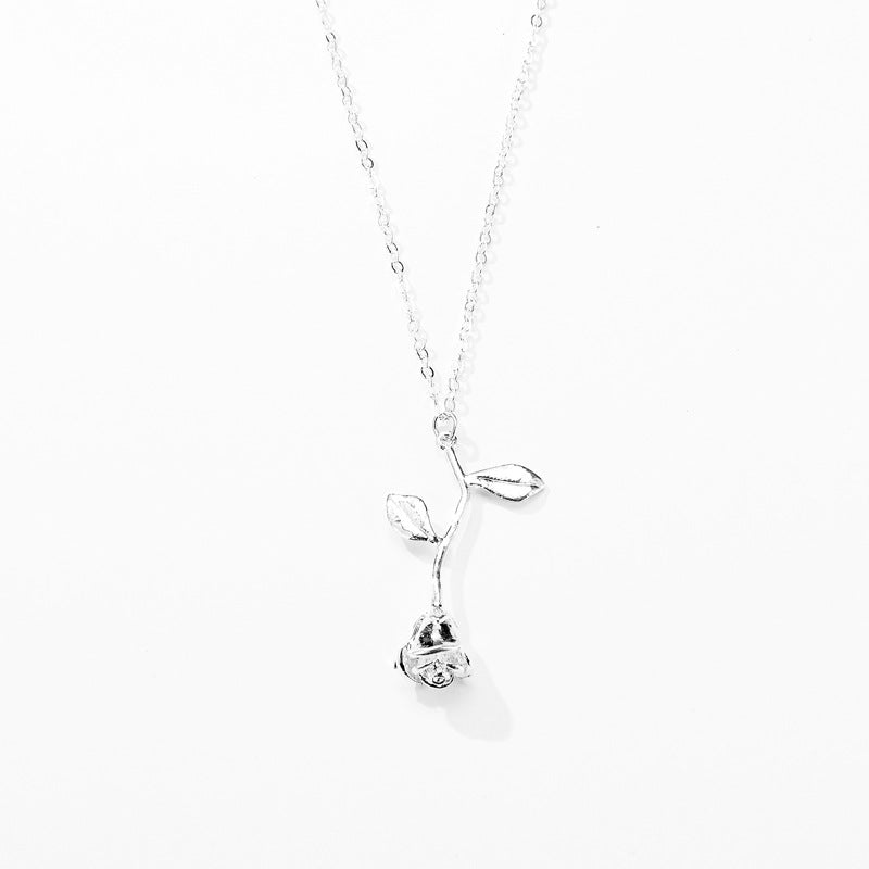 Rose Flower Pendant Necklace Alloy